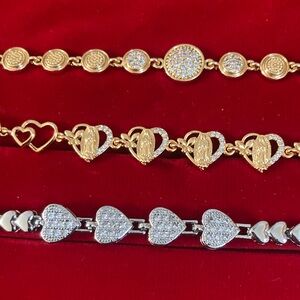 Elegant Gold and Silver Heart Bracelet Set